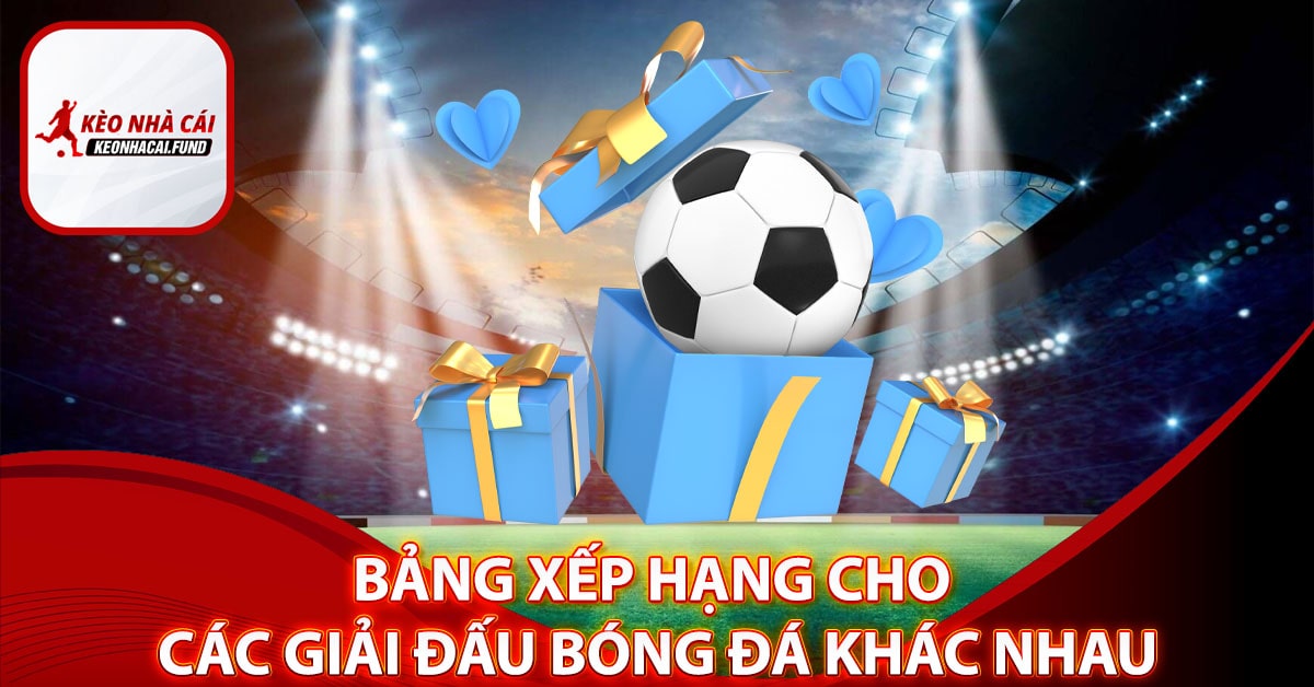 Bảng xếp hạng cho các giải đấu bóng đá khác nhau